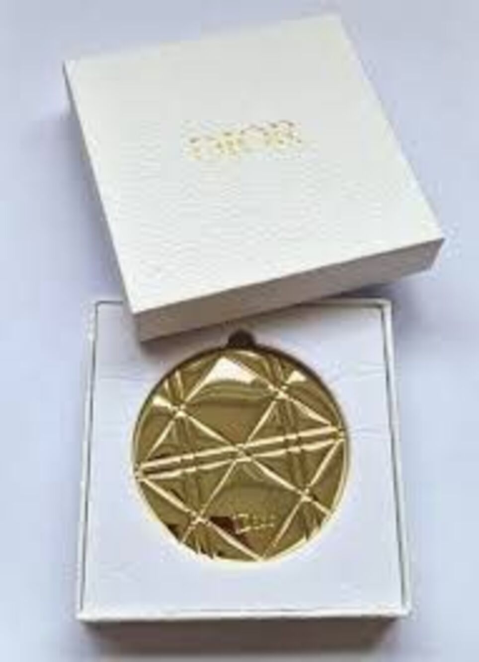 Christian Dior Compact Mirror Gold Cannage Quilted Pattern Embossed Logo Luxury